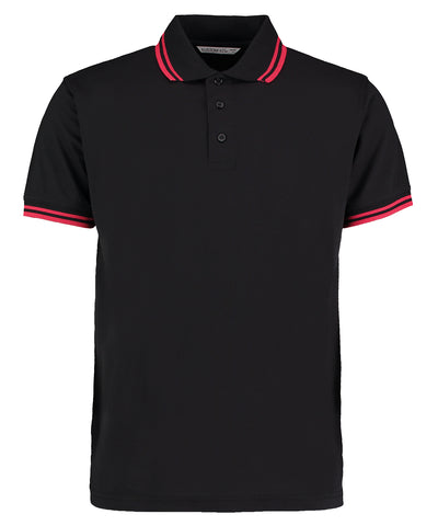 red tipped collor black colour polo t-shirt