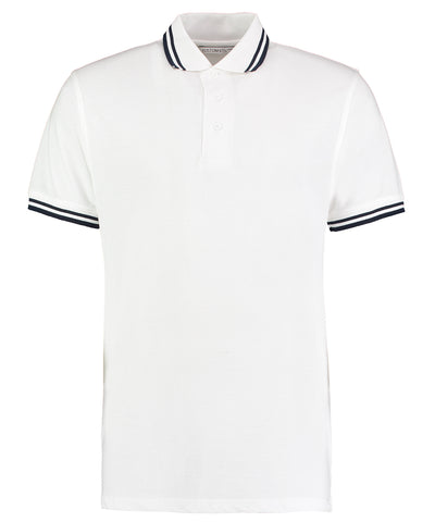 BNGwear Polo Shirt White/Navy Blue Tipped Collar