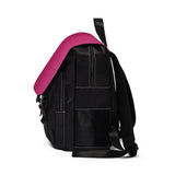 Magenta Leather Print Casual Shoulder Backpack