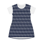 Verticals lines Navy Blue T-Shirt Dress - BnG Wear