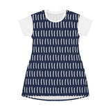 Verticals lines Navy Blue T-Shirt Dress - BnG Wear