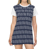 Verticals lines Navy Blue T-Shirt Dress - BnG Wear