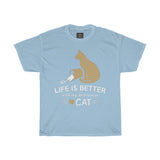 Life is better with my destructive cat Women Designous Printed T shirt round neck