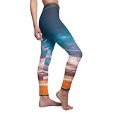 Women's Cut & Sew Casual Leggings | Jeggings | Sky Abstract - BnG Wear