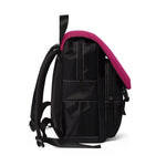 Magenta Leather Print Casual Shoulder Backpack