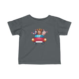 Infant Fine Jersey Printed Tee | cool Animals in Car - BnG Wear
