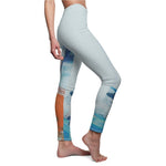 Women's Cut & Sew Casual Leggings | blue abstract - BnG Wear