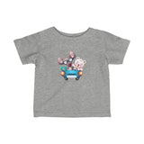 Infant Fine Jersey Printed Tee | Cute Animals in Car - BnG Wear