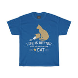 Life is better with my destructive cat Women Designous Printed T shirt round neck