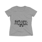 Gym Now Wine Later Women's Heather Wicking Tee - BnG Wear