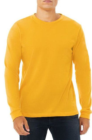 Cotton T-Shirt Men's Yellow  full-Sleeve roundneck